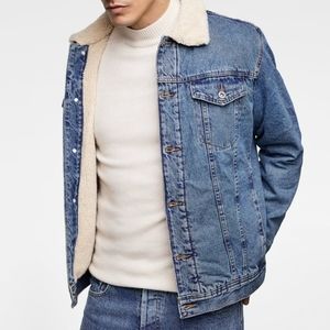 zara sherpa denim jacket